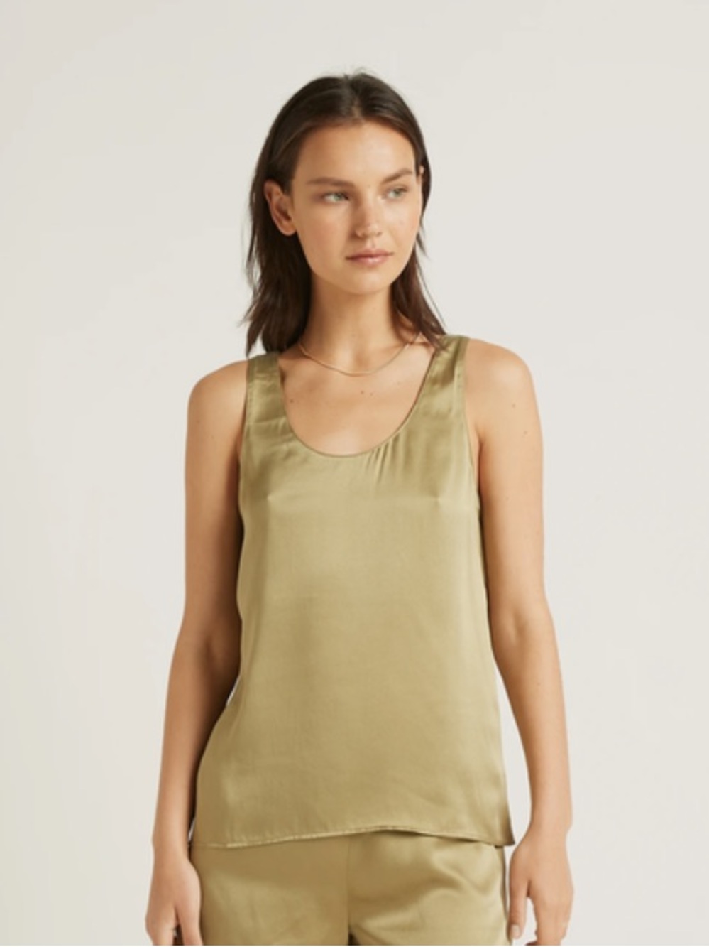 Ginia Burnt OliveWashable Silk Tank